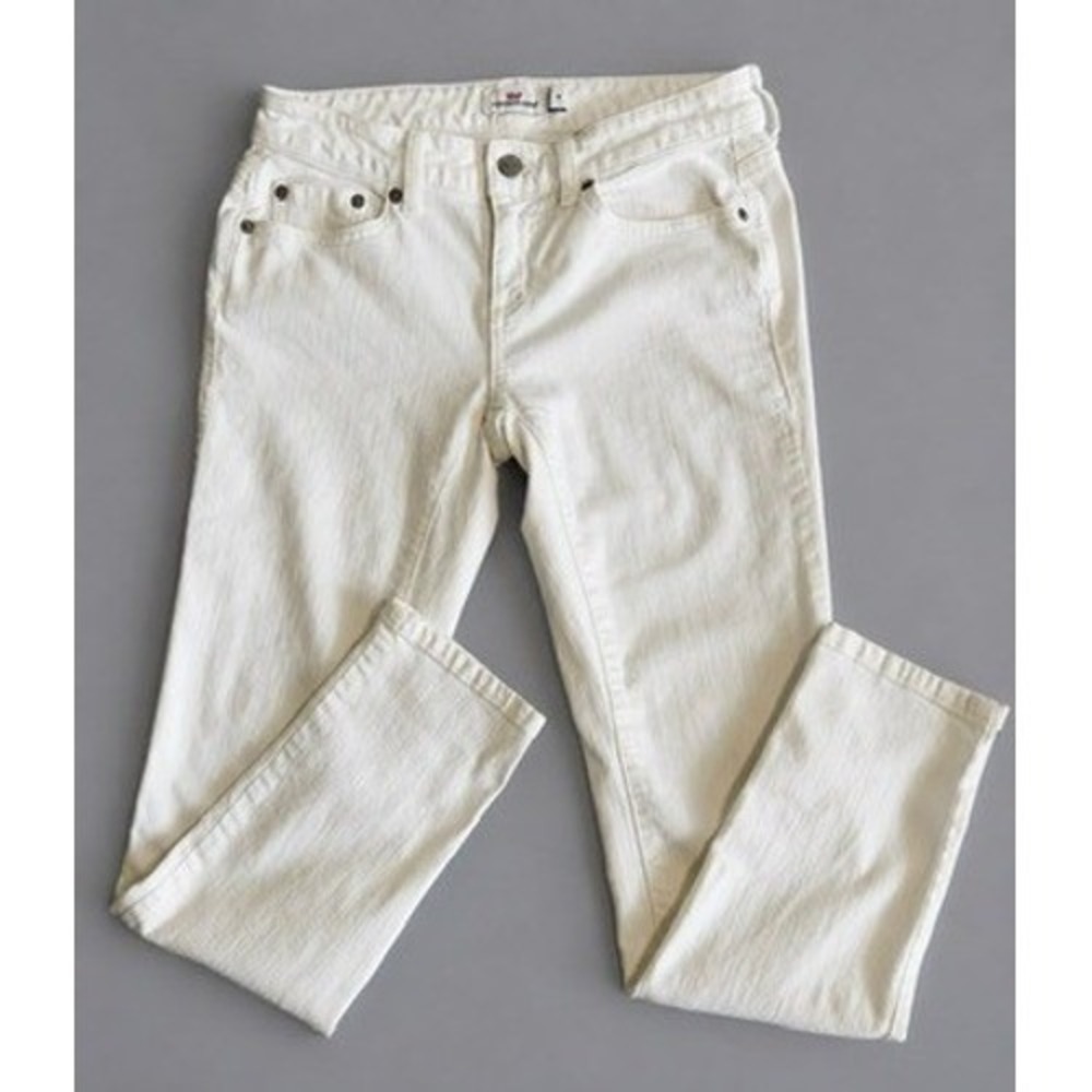 Vineyard Vines White Denim Slim Leg Jeans Women's Size 0 Low-Rise, Stretch - Picture 5 of 10